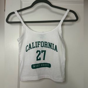 White cotton California printed crop cami NWT